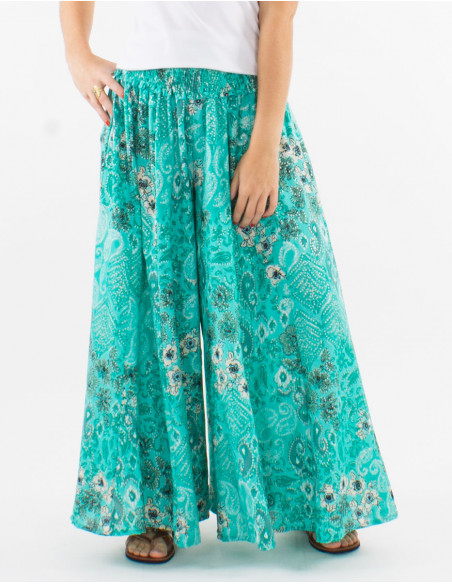 Large polyester pants and "boheme argente" print