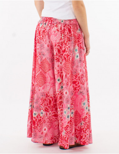 Large polyester pants and "boheme argente" print