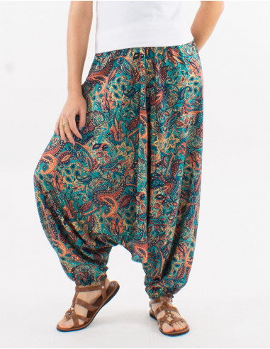 Polyester 3 in 1 harem pants and "road dore" print