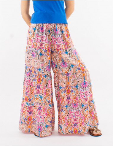 Large polyester print "aquarelle" pants