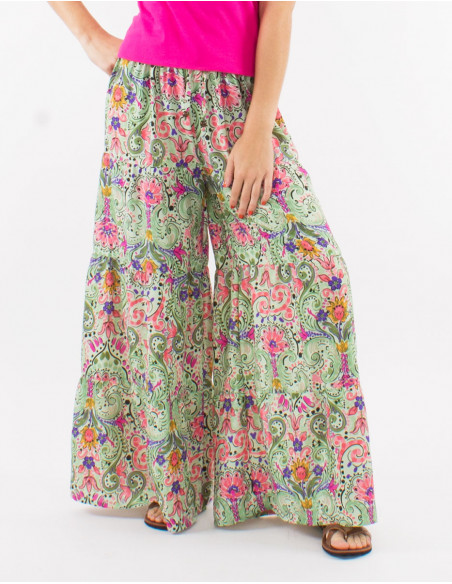 Large polyester print "aquarelle" pants