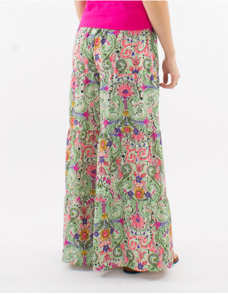 Large polyester print "aquarelle" pants