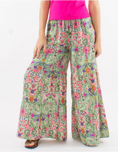 Large polyester print "aquarelle" pants