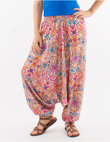 Polyester 3 in 1 "aquarelle" print harem pants