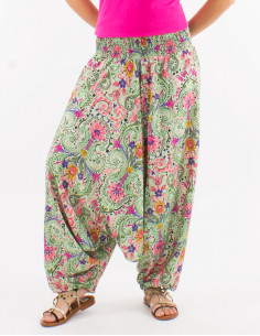 Polyester 3 in 1 "aquarelle" print harem pants 2