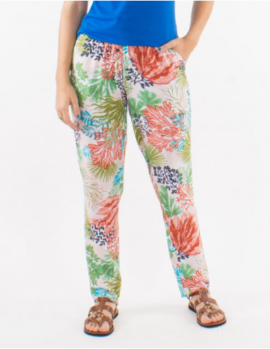 Viscose pants with "oceanique" print