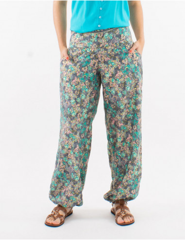 Polyester 2 pockets and "sari" print pants