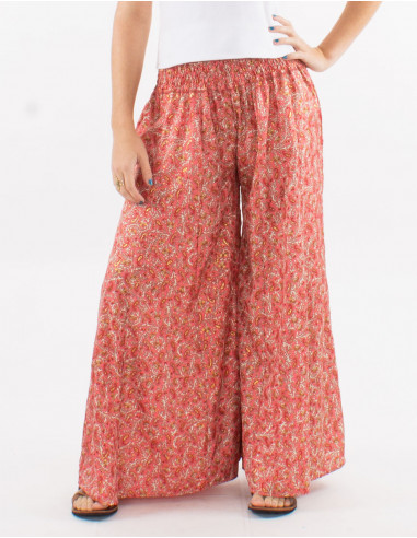 Large polyester "sari" printed pants