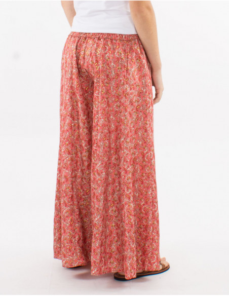 Large polyester "sari" printed pants