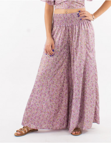 Large polyester "sari" printed pants