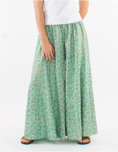 Large polyester "sari" printed pants