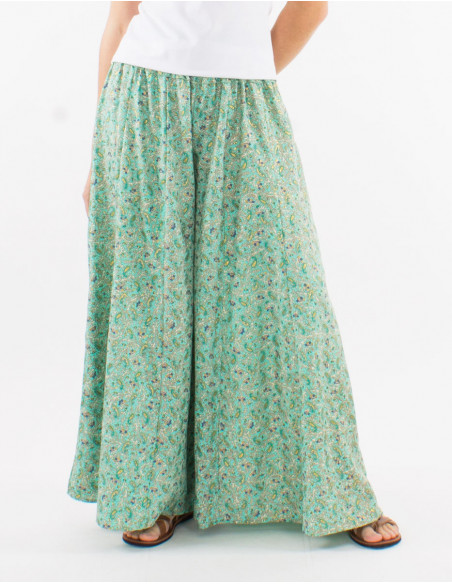 Large polyester "sari" printed pants