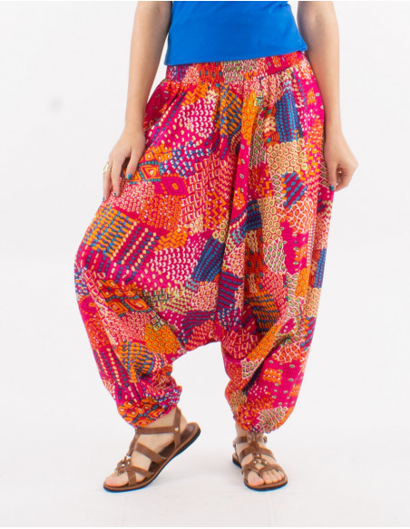 Cotton 3 in 1 harem pants with "ethnique" print