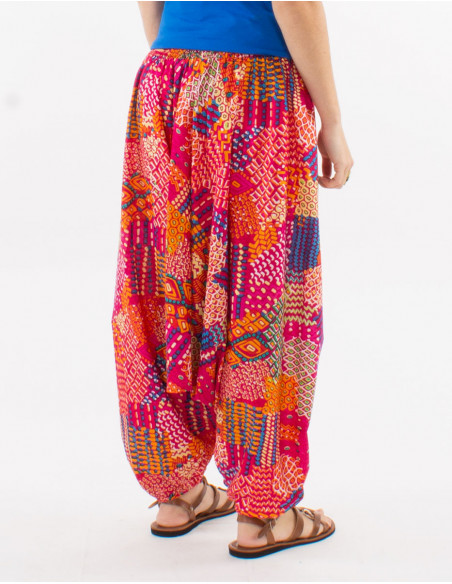 Cotton 3 in 1 harem pants with "ethnique" print