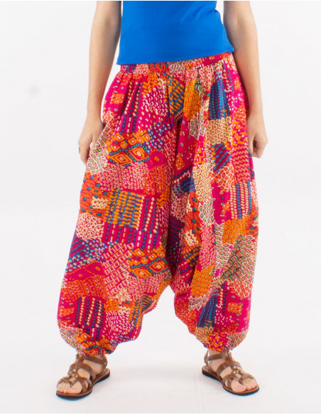 Cotton 3 in 1 harem pants with "ethnique" print