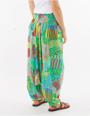 Cotton 3 in 1 harem pants with "ethnique" print