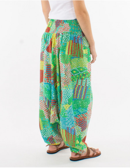 Cotton 3 in 1 harem pants with "ethnique" print