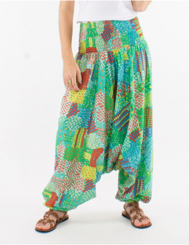 Cotton 3 in 1 harem pants with "ethnique" print
