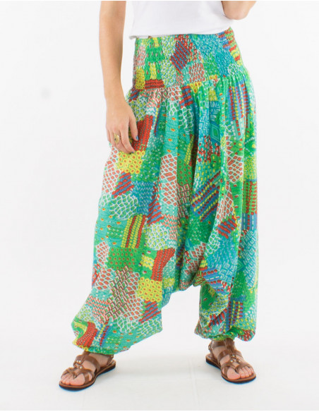 Cotton 3 in 1 harem pants with "ethnique" print