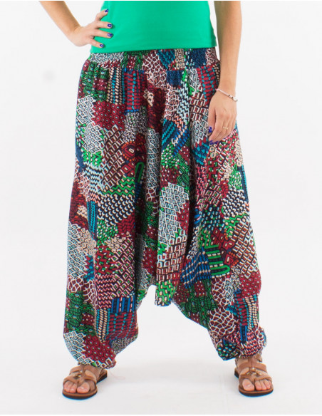 Cotton 3 in 1 harem pants with "ethnique" print