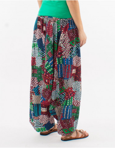 Cotton 3 in 1 harem pants with "ethnique" print