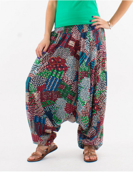 Cotton 3 in 1 harem pants with "ethnique" print