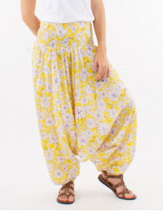 3 in 1 cotton harem pants with "anemone" print