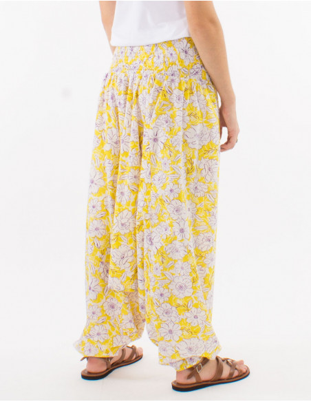 Sarouel coton 3 en 1 imprimé anémone