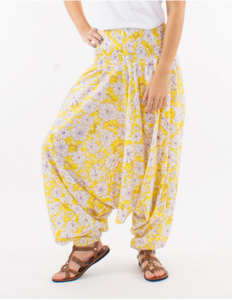 Sarouel coton 3 en 1 imprimé anémone