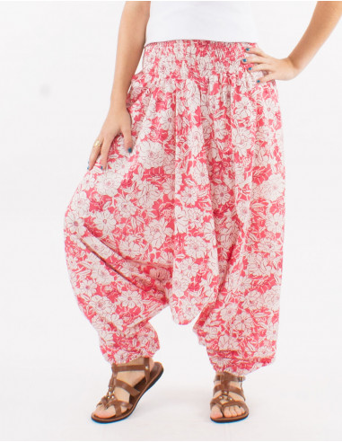 3 in 1 cotton harem pants with "anemone" print
