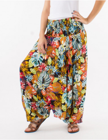 Viscose 3 in 1 harem pants with "jungle" print