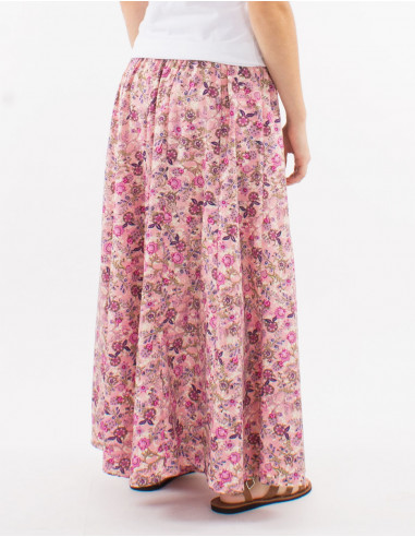 Large polyester pants with elastic belt and "surat" print