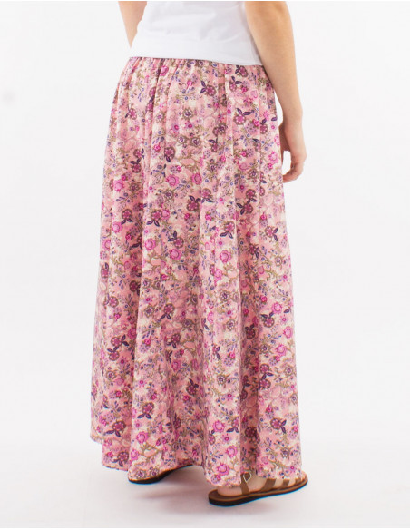 Large polyester pants with elastic belt and "surat" print