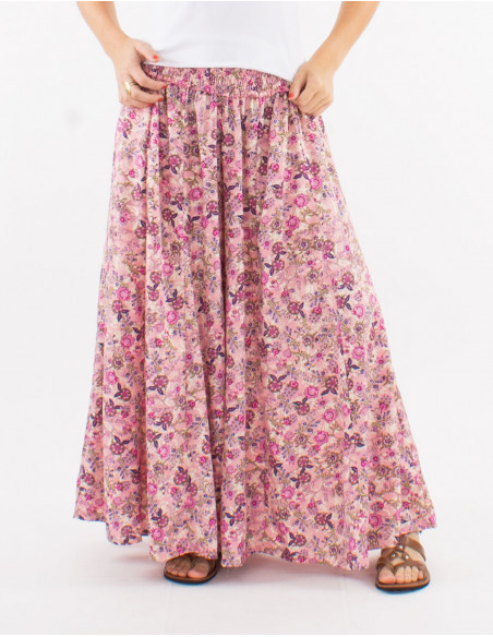 Large polyester pants with elastic belt and "surat" print