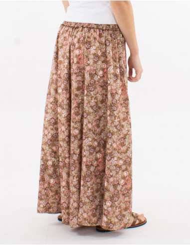 Large polyester pants with elastic belt and "surat" print