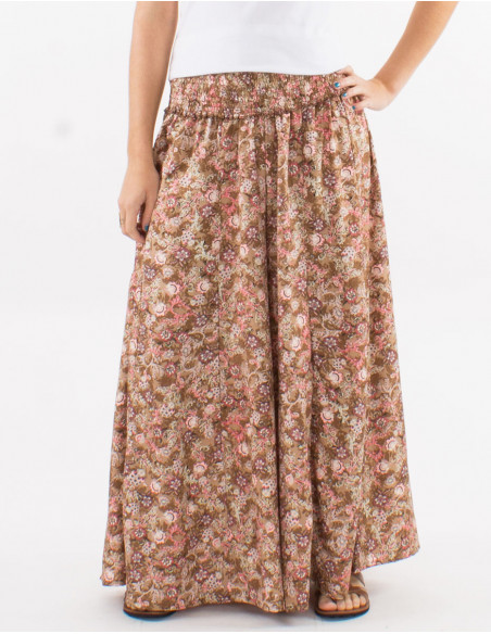 Large polyester pants with elastic belt and "surat" print