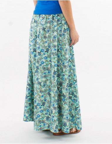 Large polyester pants with elastic belt and "surat" print