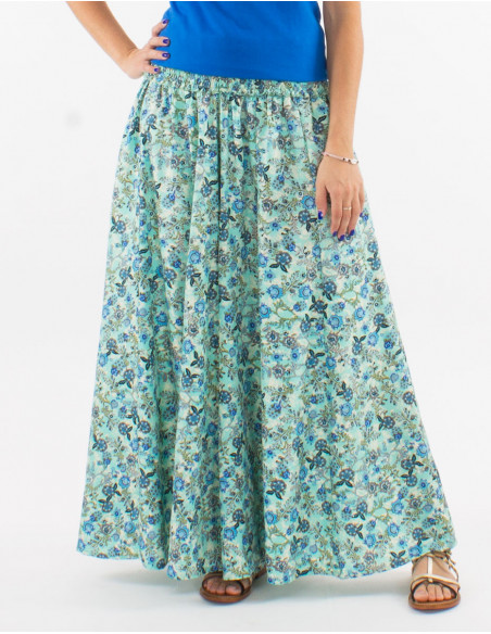 Large polyester pants with elastic belt and "surat" print