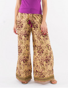 Polyester elastic back belt pants and "palma" print 2
