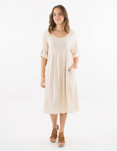 54% linen 46% viscose loose dress with short sleeves 2