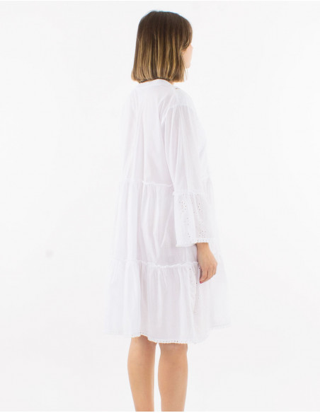 Robe coton broderies anglaise manches tulipes