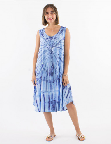 Viscose tie and dye umbrella dress