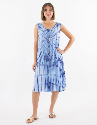 Viscose tie and dye umbrella dress