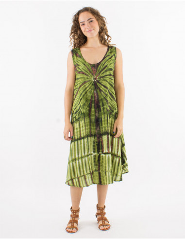 Viscose tie and dye umbrella dress