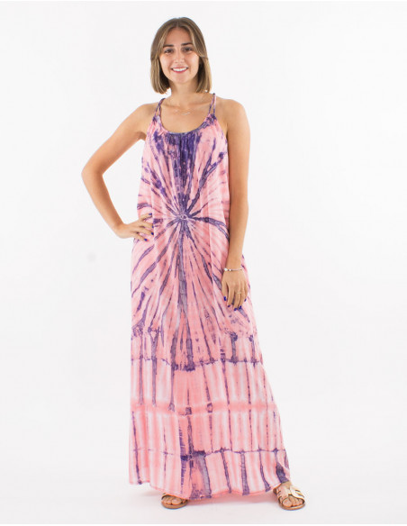 Long viscose tie and dye dress