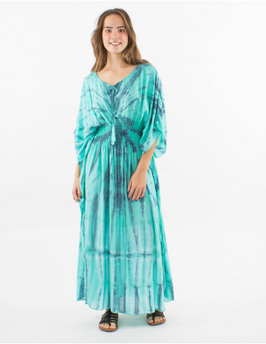 Robe longue viscose tie and dye manches