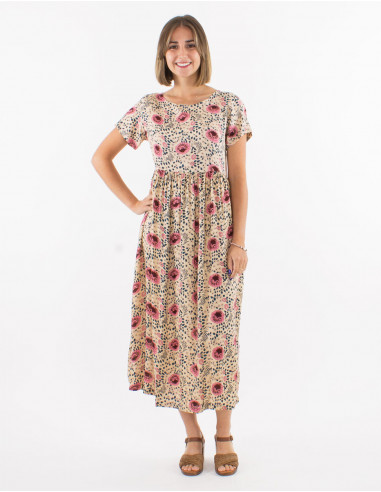 Robe viscose manches courtes imprimé Flower