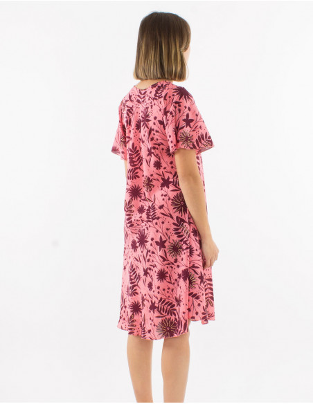 Robe polyester manches courtes imprimé Aster doré