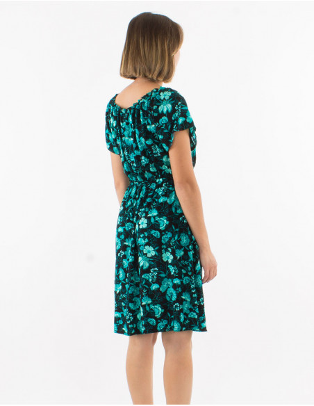 Robe viscose manches courtes imprimé indien