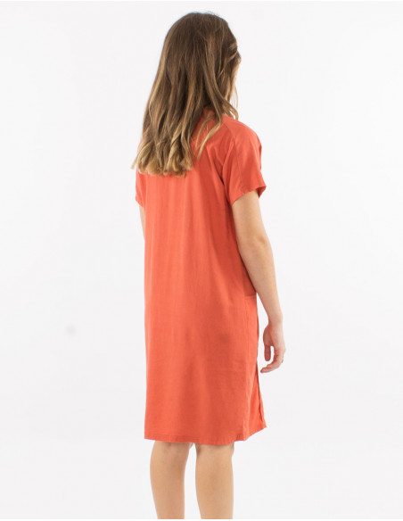 Robe 54% lin 46% viscose avec poches manches courtes